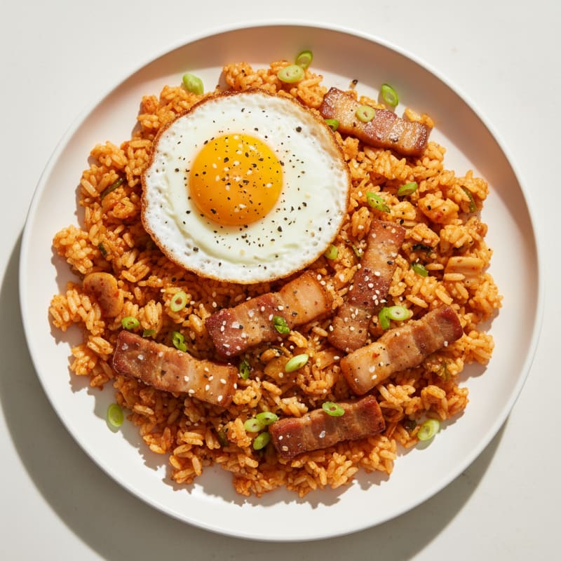 Crispy Kimchi Fried Rice with Pork Belly