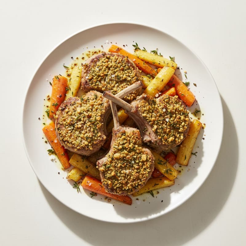 Herb-Crusted Lamb with Roasted Root Vegetables