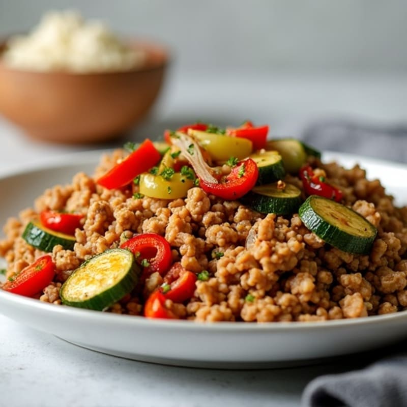 Lean Ground Turkey Skillet with Crispy Roasted Vegetables