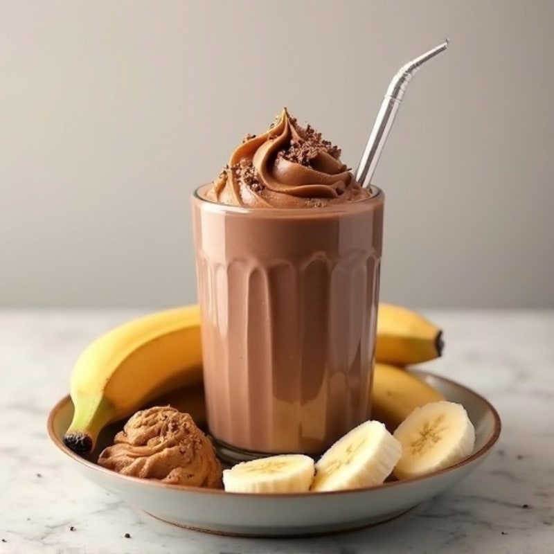 Vegan Chocolate Protein Smoothie with Peanut Butter and Banana