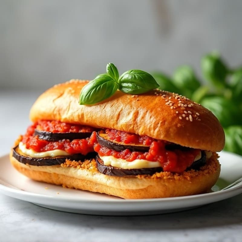 Crispy Baked Eggplant Parmesan Hero