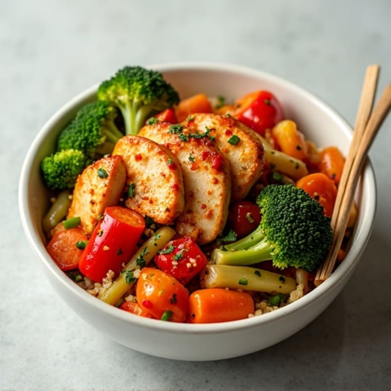 Spicy Gochujang Chicken Stir-Fry with Crispy Vegetables