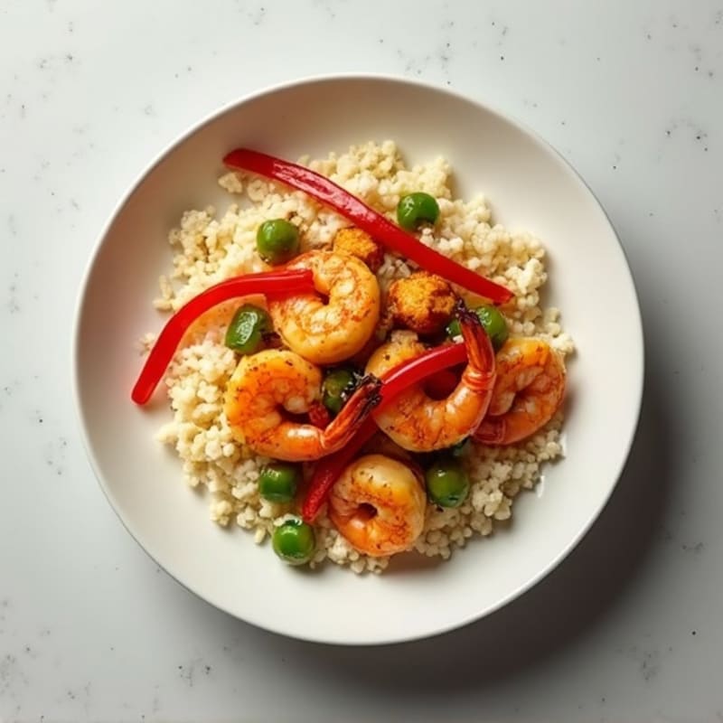Spicy Shrimp and Chicken Cauliflower Rice Skillet