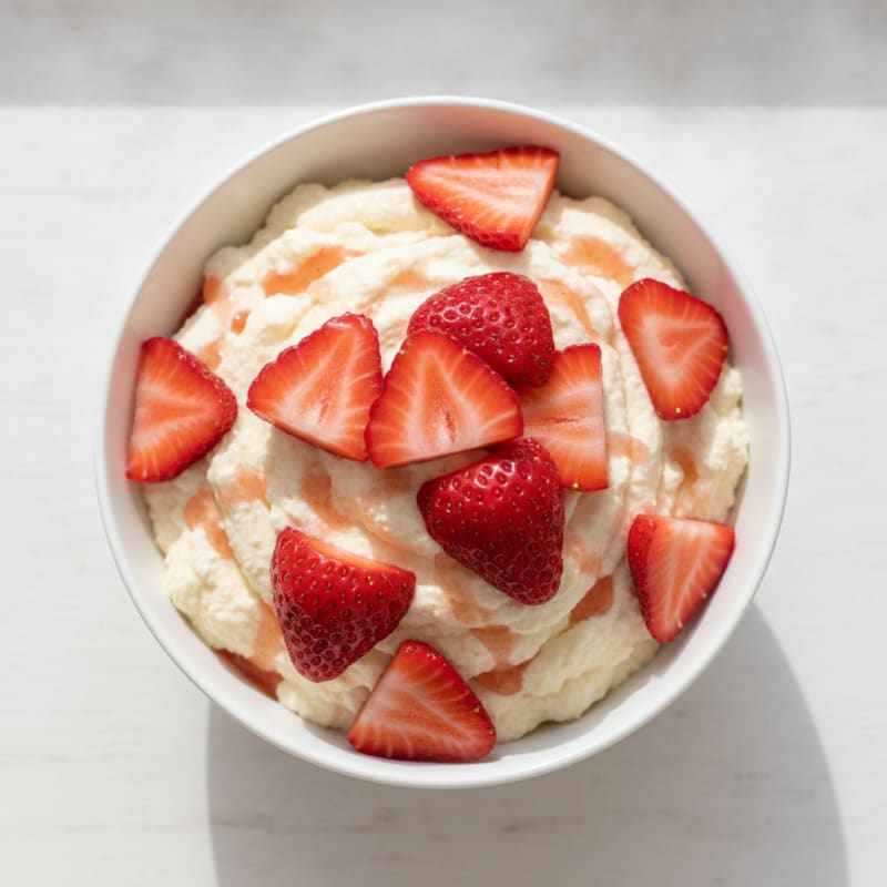 Silky Greek Yogurt Protein Mousse with Fresh Strawberries