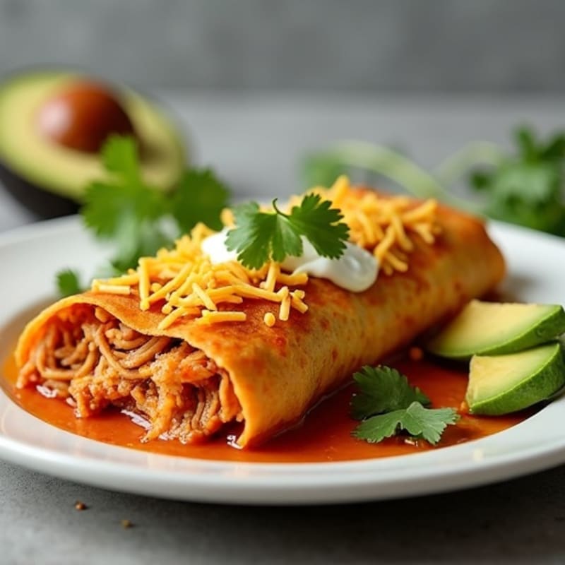 Baked Shredded Chicken Enchiladas with Smoky Chili Sauce