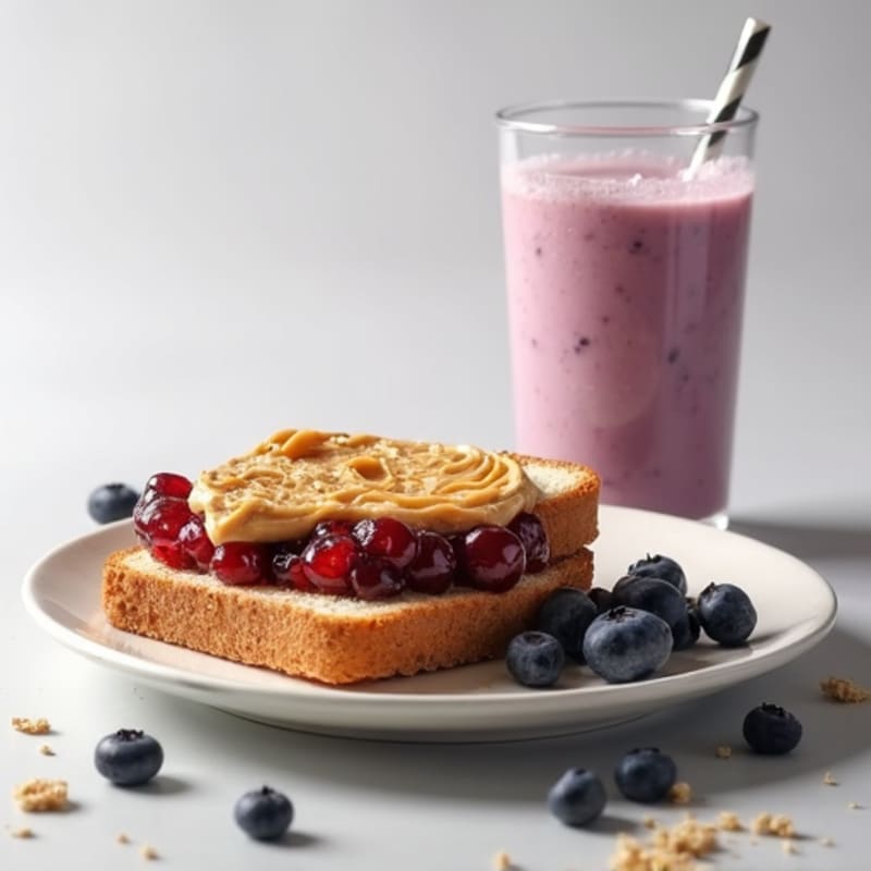 Ezekiel Bread with Peanut Butter and Protein Shake