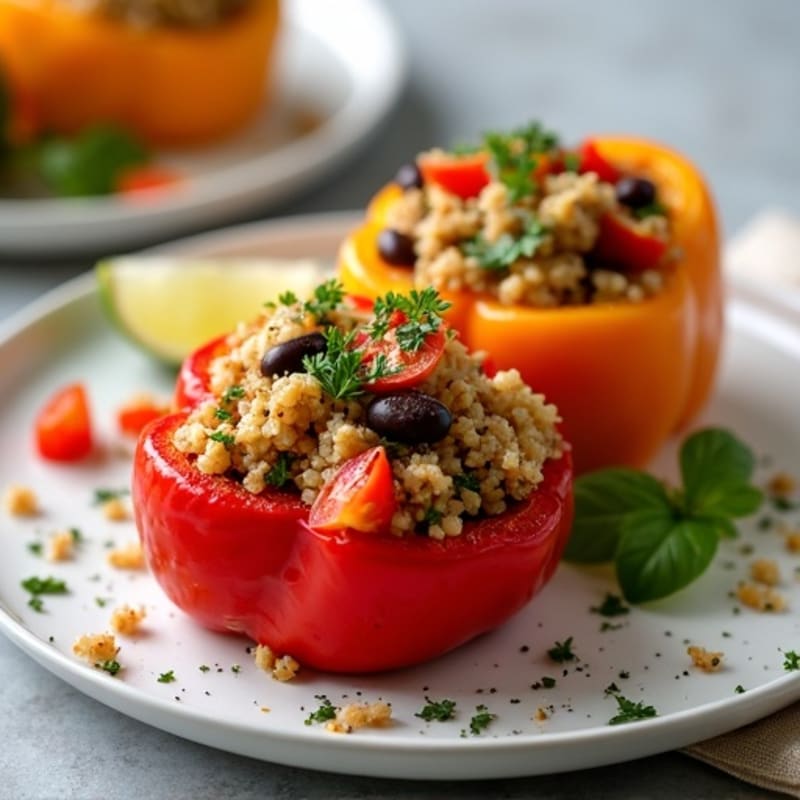 Roasted Lean Ground Turkey Stuffed Bell Peppers