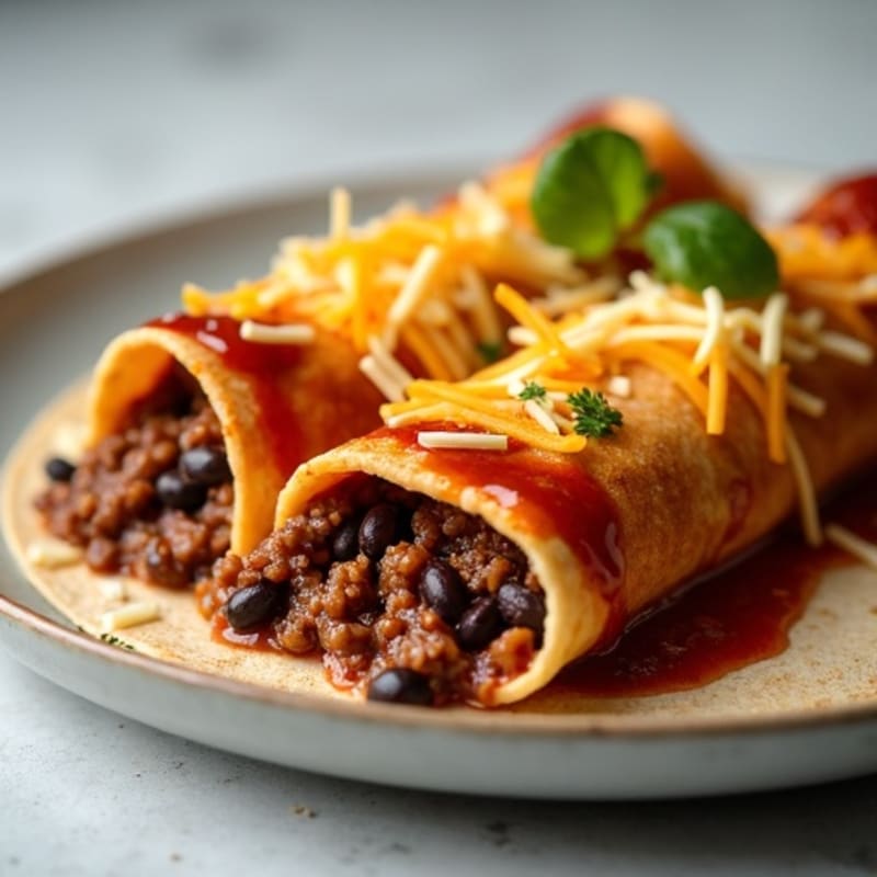 High-Protein Lean Beef and Black Bean Cheesy Enchiladas