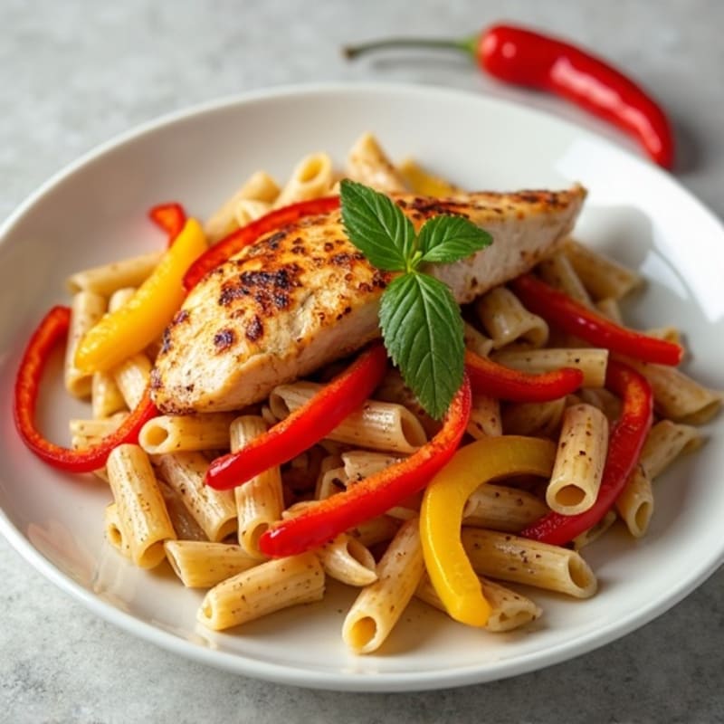 Spicy Chicken and Bell Pepper Pasta