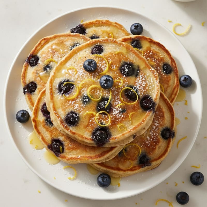 Blueberry Ricotta Pancakes with Lemon Zest