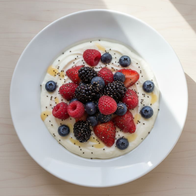 Creamy Greek Yogurt Protein Mousse with Mixed Berries