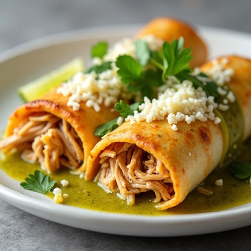 Salsa Verde Shredded Chicken Enchiladas