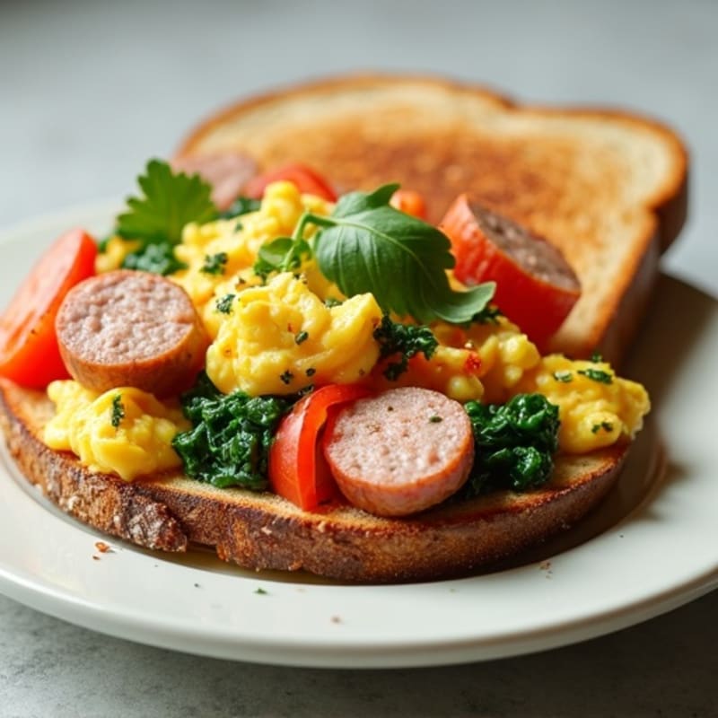 Egg White and Turkey Sausage Scramble with Spinach