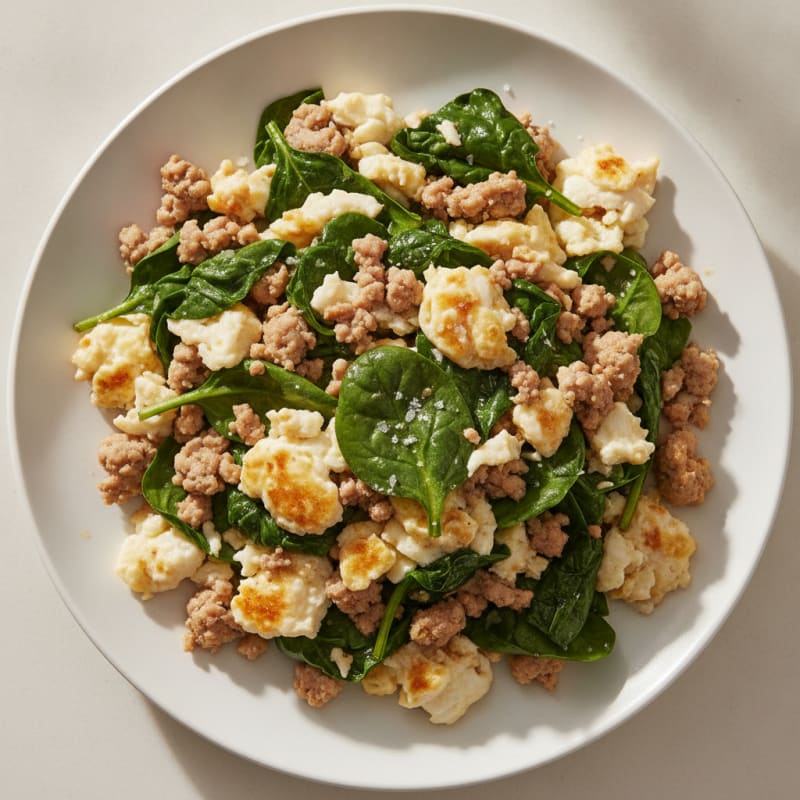 Egg White and Turkey Scramble with Spinach