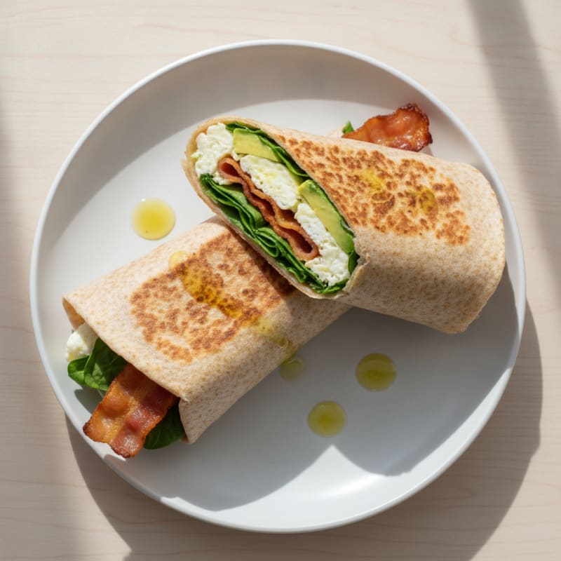 Crispy Turkey Bacon and Egg White Breakfast Wrap