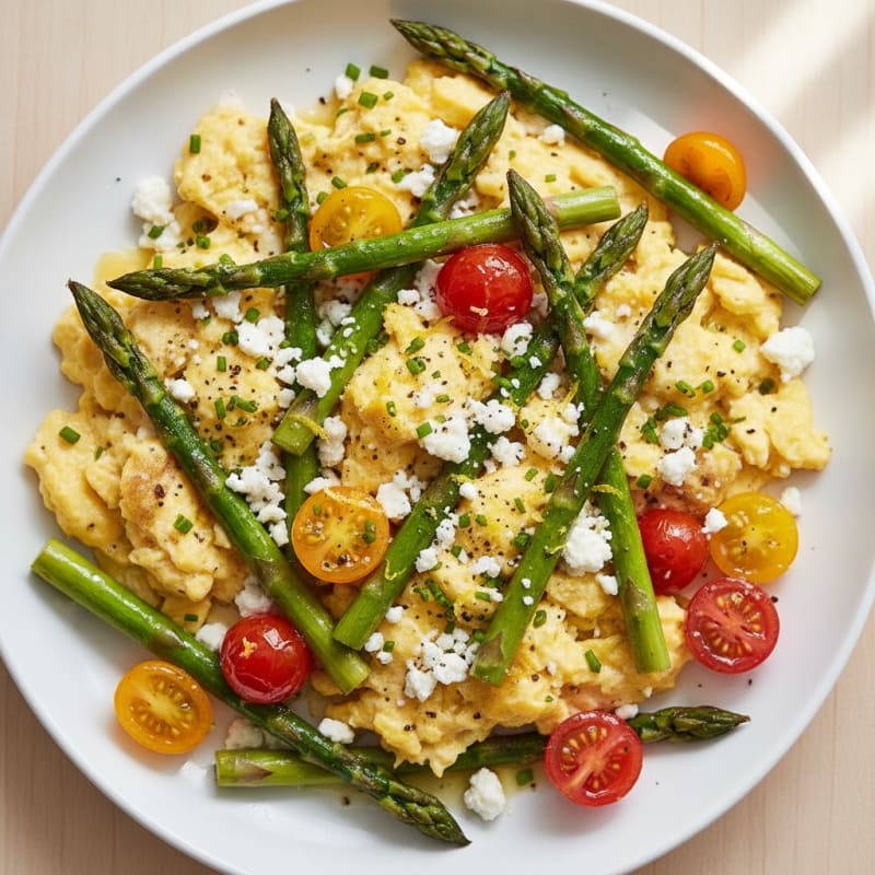 Zesty Scrambled Eggs with Roasted Asparagus