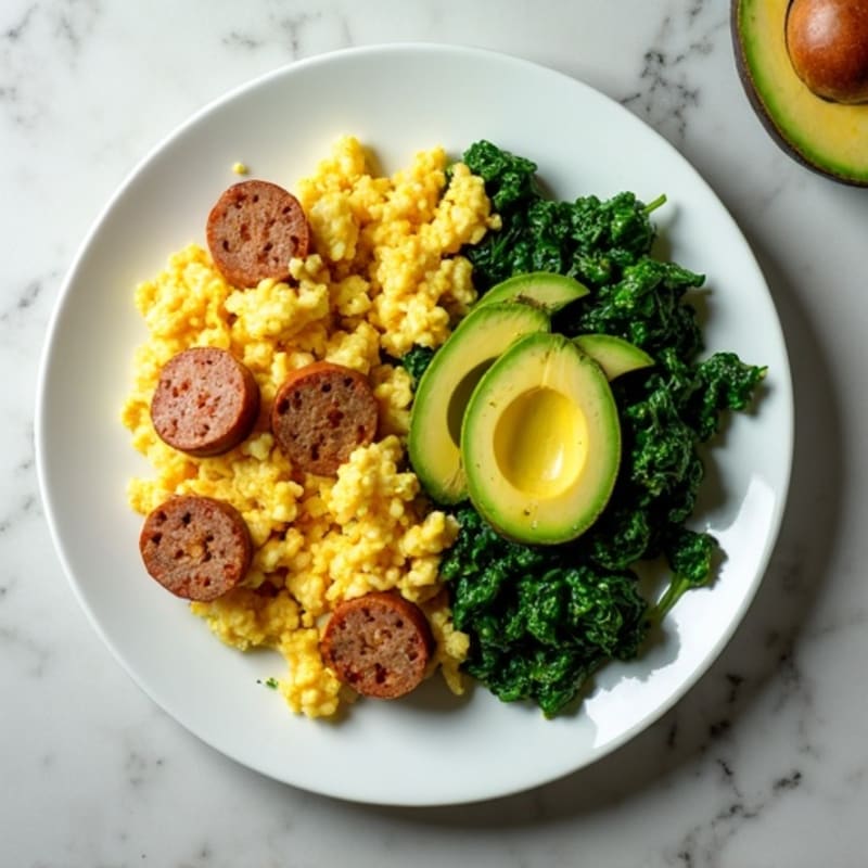 Egg White and Turkey Sausage Scramble with Spinach