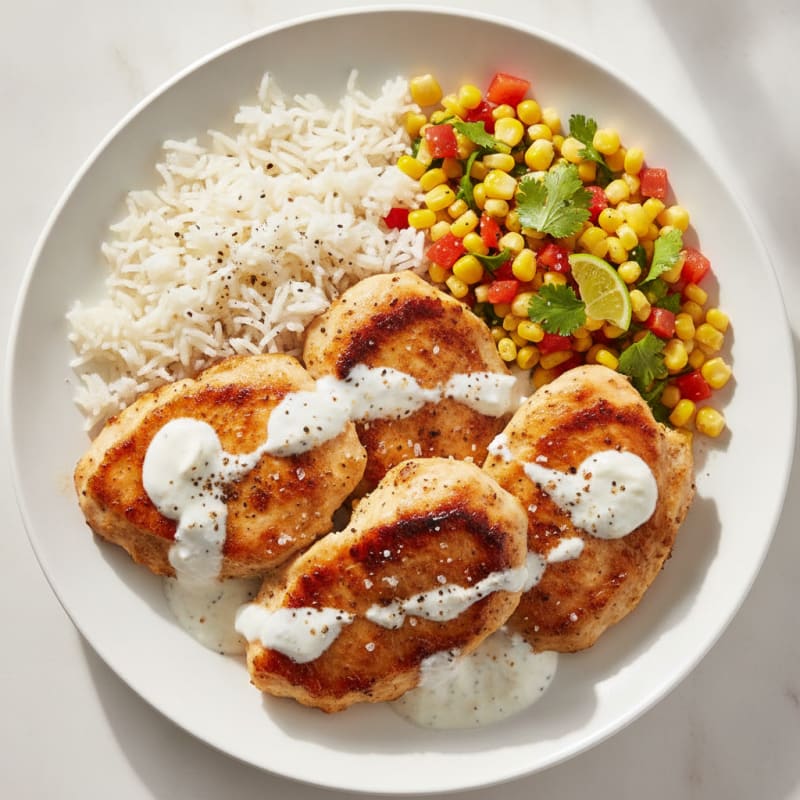 Yogurt-Marinated Chicken Thighs with Corn Salad