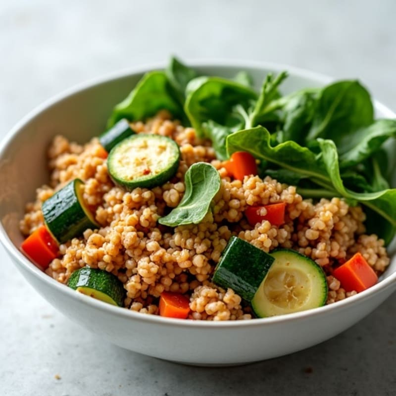 Lean Ground Turkey Stir-Fry with Oyster Mushrooms, Zucchini, and Fresh Bok Choy
