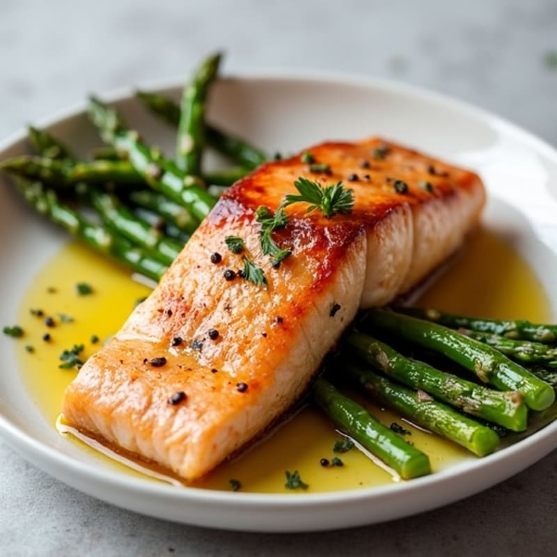 Seared Salmon Fillet with Roasted Asparagus