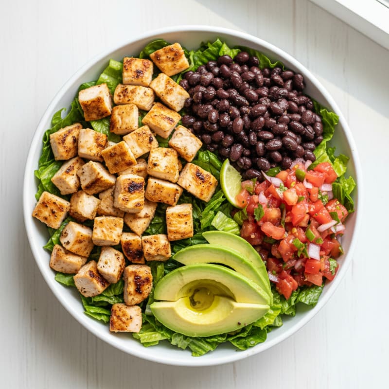 Grilled Chicken Taco Salad with Black Beans and Salsa