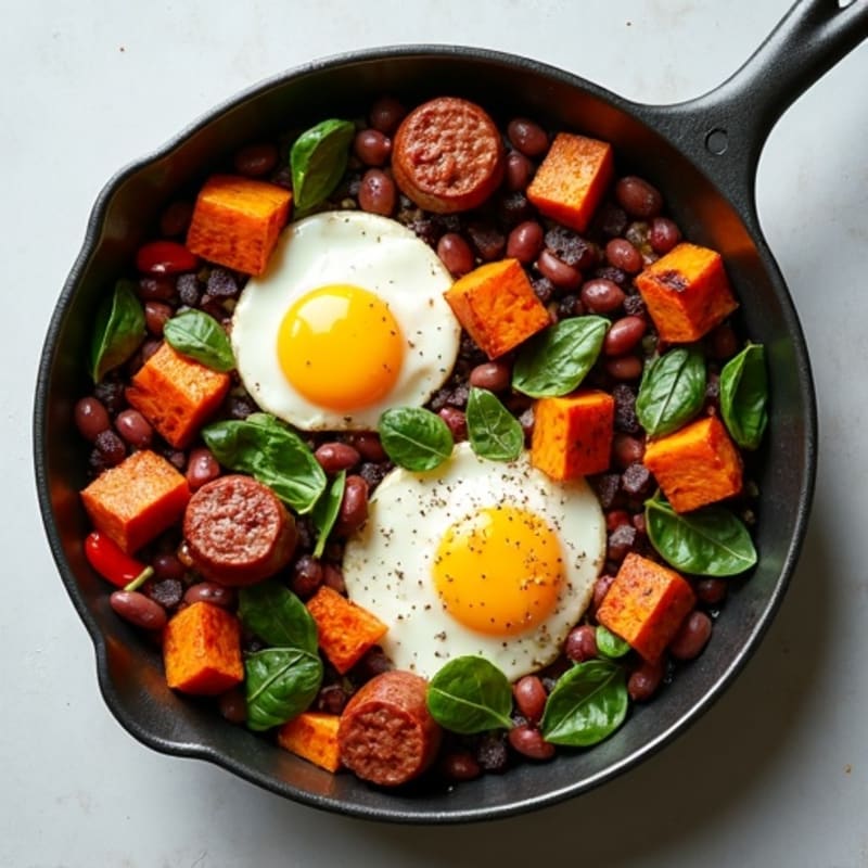 Sheet Pan Sweet Potato and Egg Hash