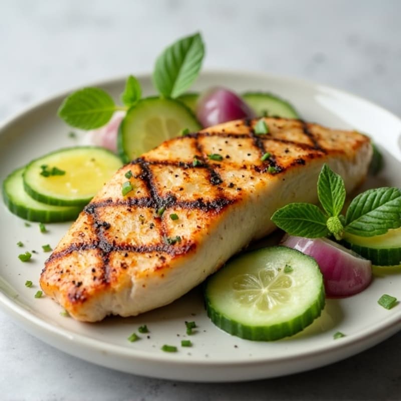 Grilled Chicken Breast with Cucumber Salad
