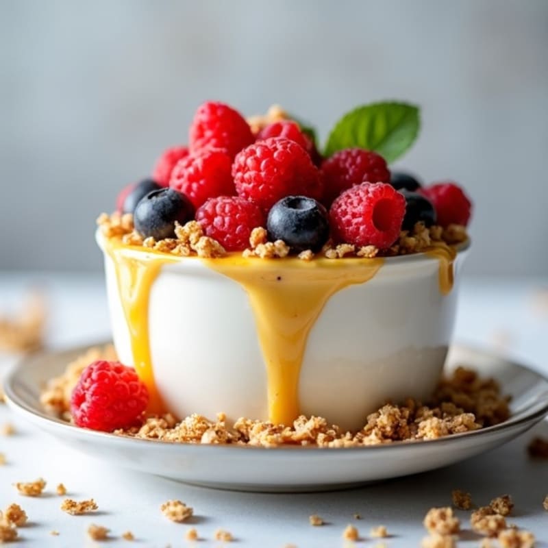 Creamy Greek Yogurt Parfait with Crunchy Almond Granola and Fresh Berries