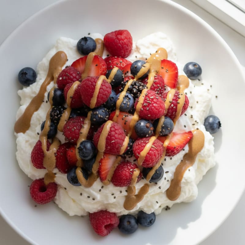 Greek Yogurt Protein Mousse with Mixed Berries