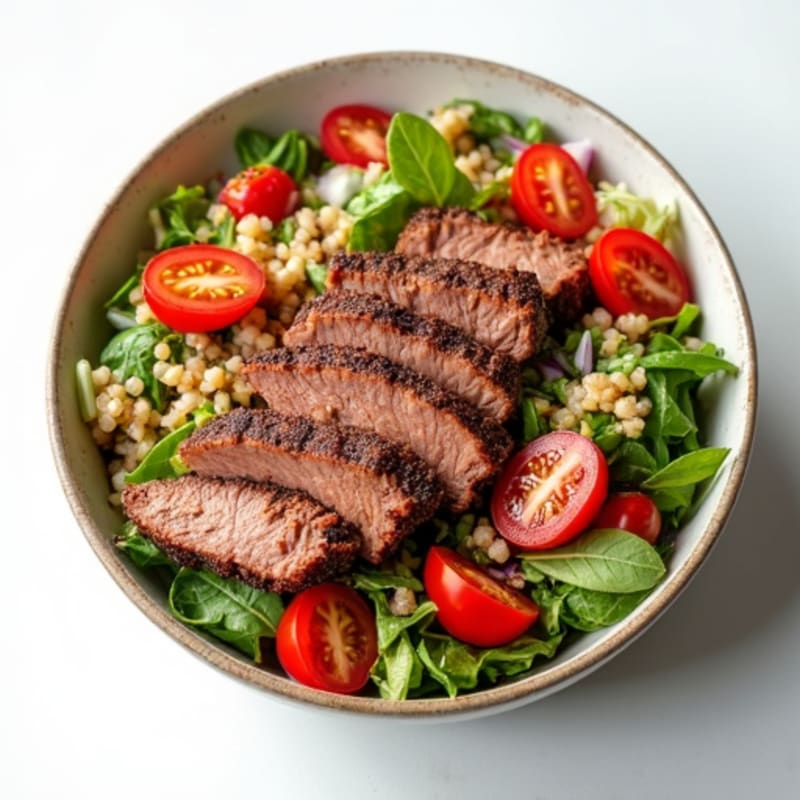 Crispy Beef and Quinoa Salad Bowl