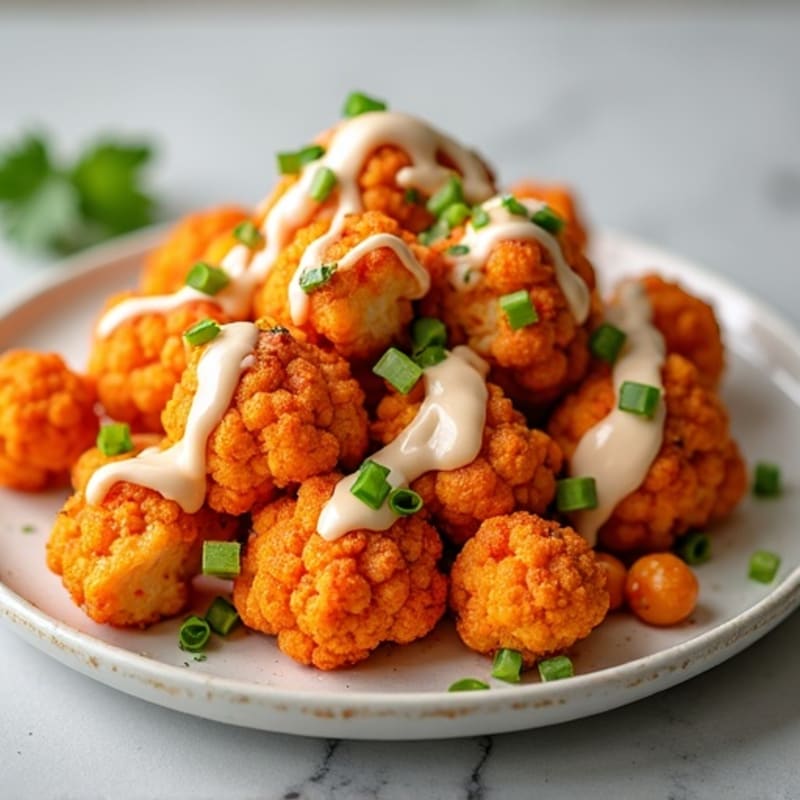 Crispy Buffalo Cauliflower with Creamy Cashew Ranch