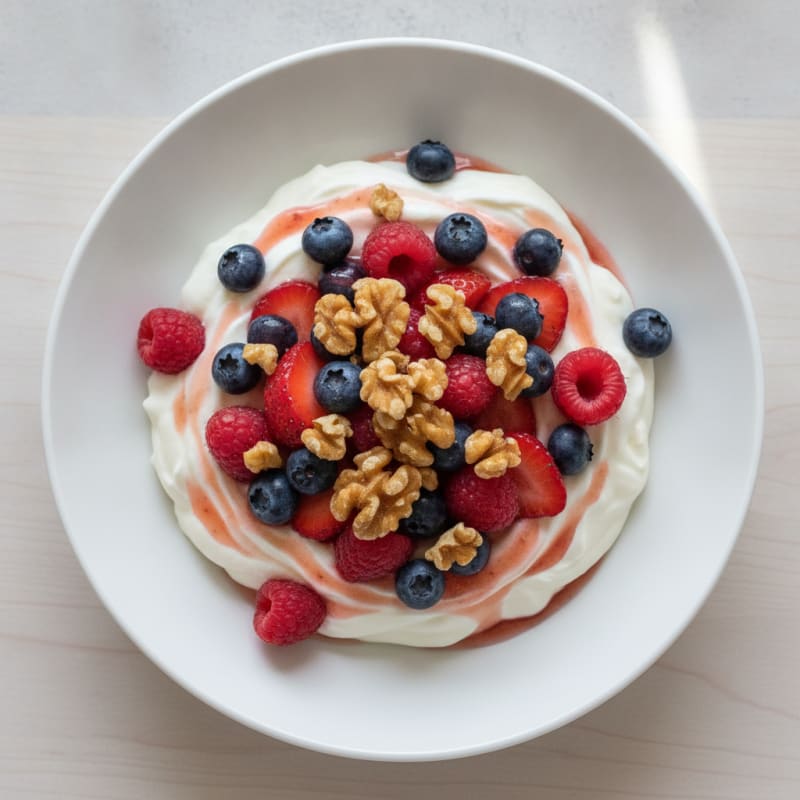 Silky Greek Yogurt Protein Pudding with Mixed Berries