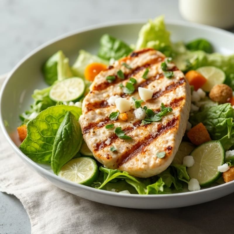 Grilled Chicken Caesar Salad with Crispy Romaine and Creamy Light Dressing