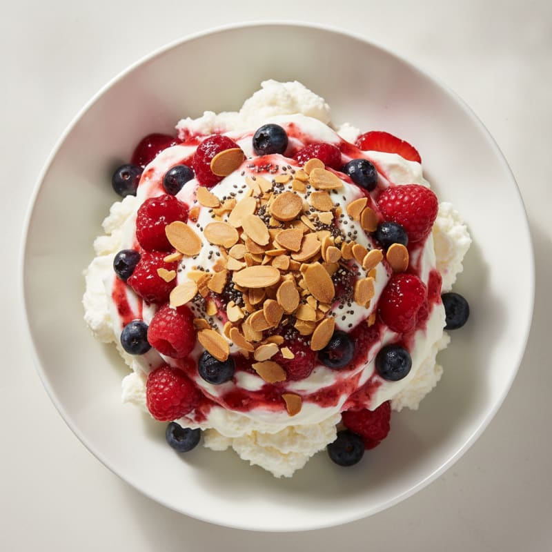 Greek Yogurt Protein Parfait with Mixed Berries and Almonds