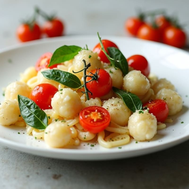 Tender Ricotta Gnocchi with Roasted Cherry Tomatoes and Fresh Spinach