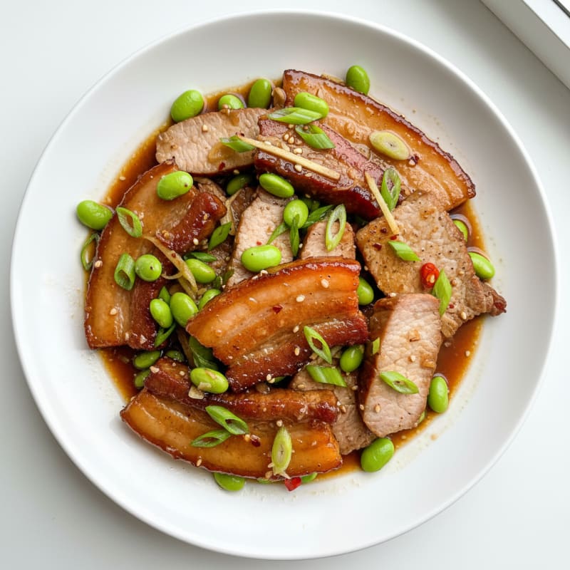 Soy-Glazed Pork Belly with Scallions