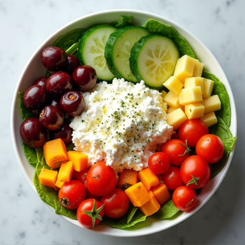 Protein-Packed Mediterranean Cottage Cheese Bowl with Fresh Vegetables