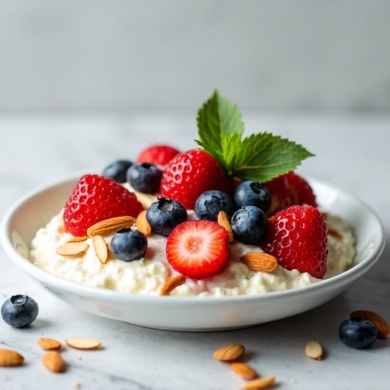 Creamy Cottage Cheese with Fresh Berries and Crunchy Almonds