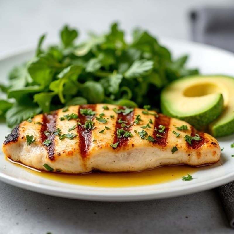 Lemon-Herb Grilled Chicken with Creamy Avocado and Fresh Greens