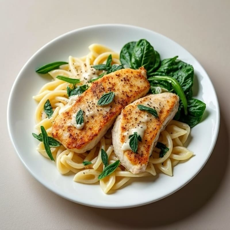 Creamy Garlic-Spiced Chicken with Protein Pasta