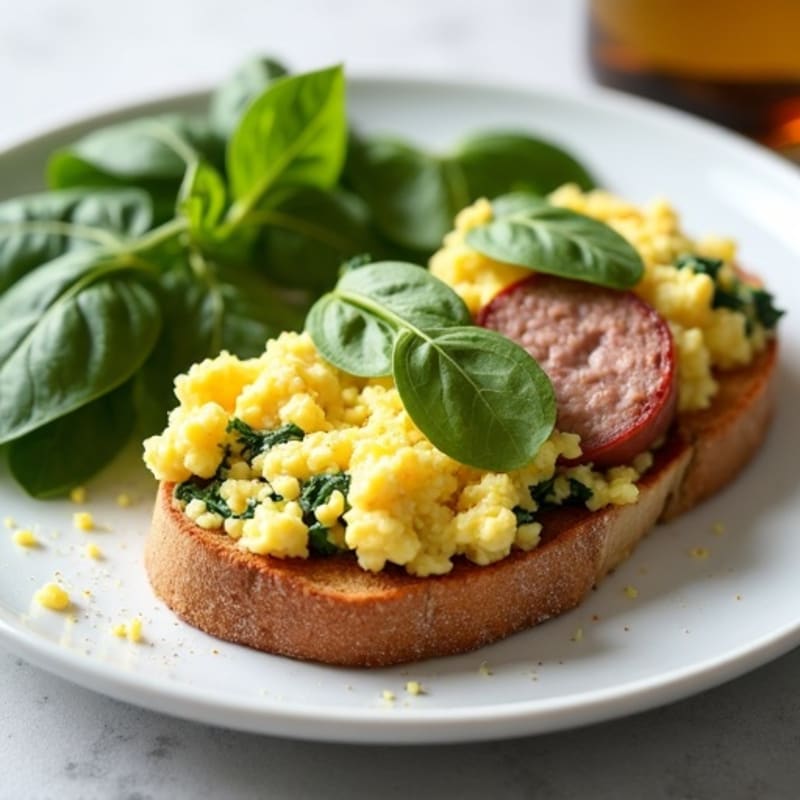Egg White and Spinach Scramble with Turkey Sausage