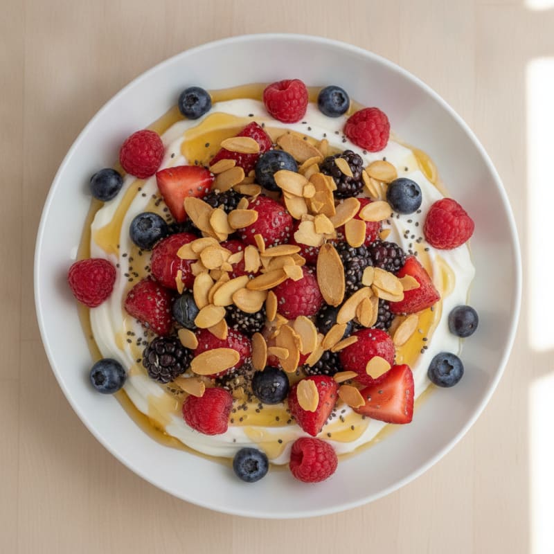 Creamy Greek Yogurt Bowl with Mixed Berries and Toasted Almonds