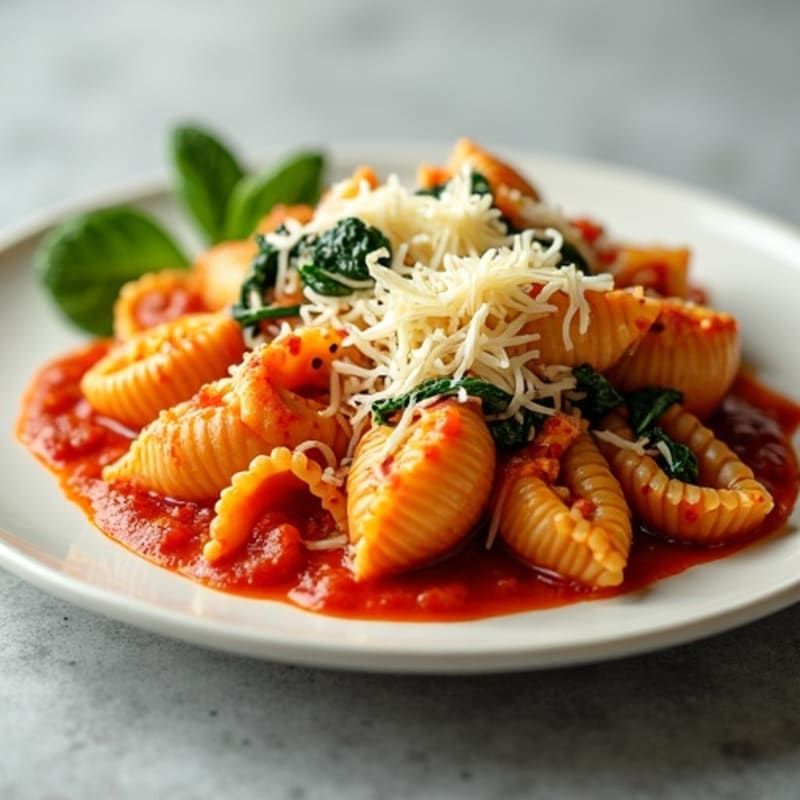 Creamy Spinach Ricotta Baked Pasta Shells