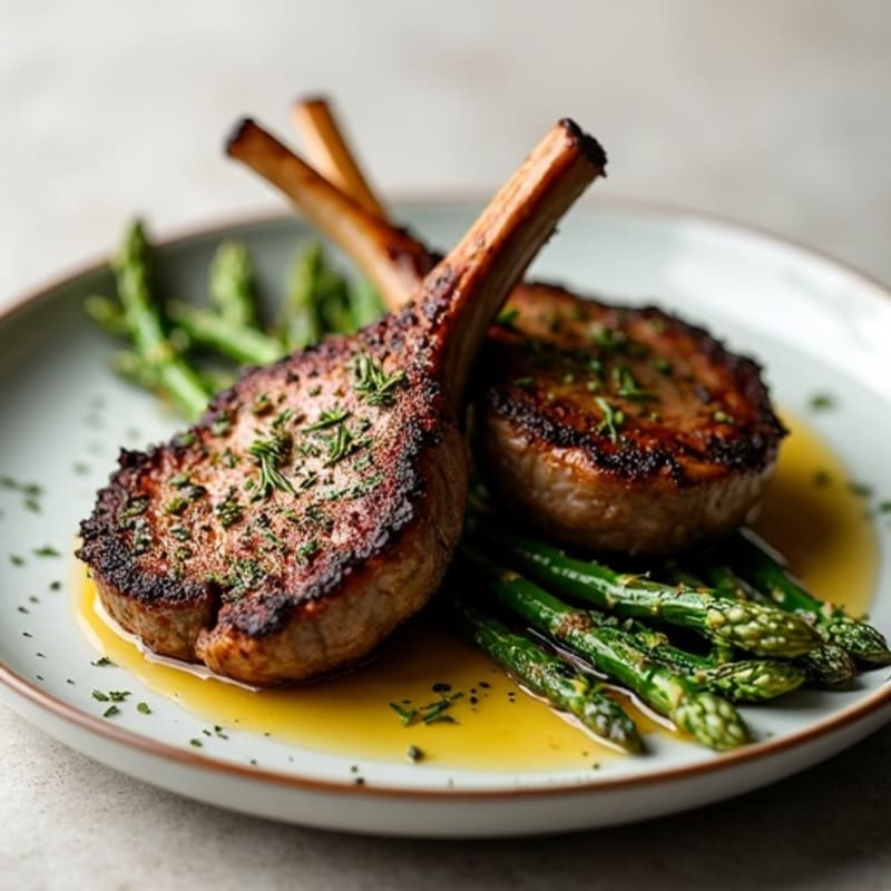 Herb-Crusted Lamb Chops with Roasted Asparagus