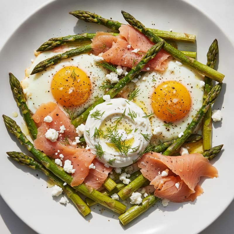 Baked Eggs with Roasted Asparagus