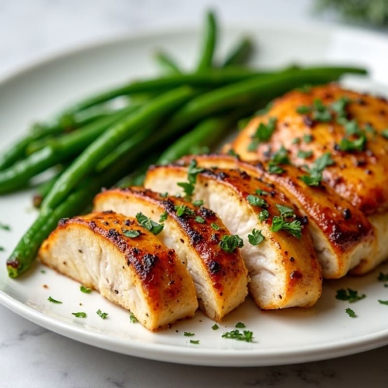 Garlic Herb Roasted Chicken with Roasted Green Beans