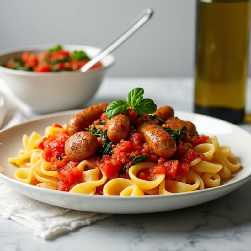 Lean Turkey Sausage Ragu with Protein Pasta