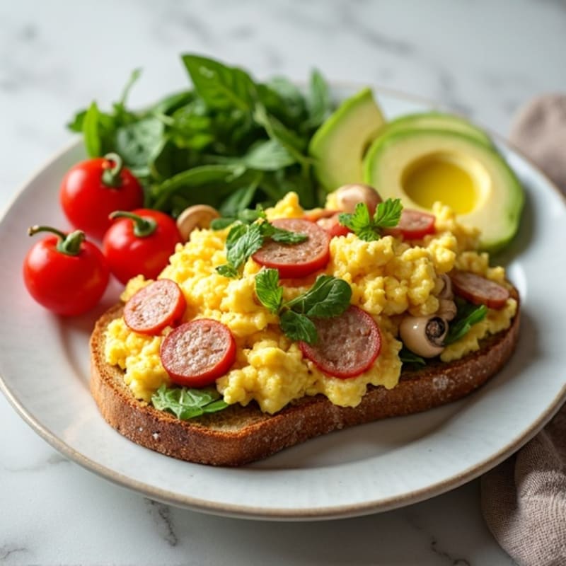 Egg White Veggie Scramble with Turkey Sausage