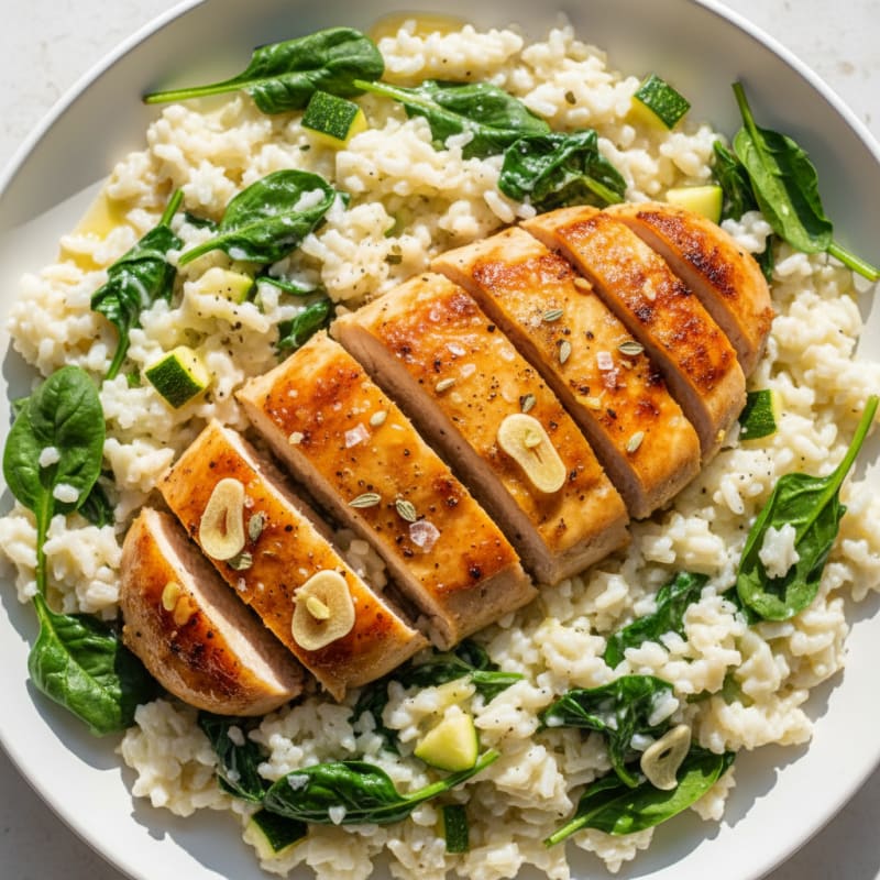 Tender Lemon Herb Chicken with Creamy Rice