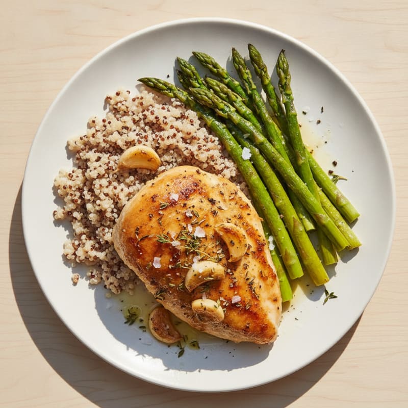 Garlic Herb Roasted Chicken with Asparagus